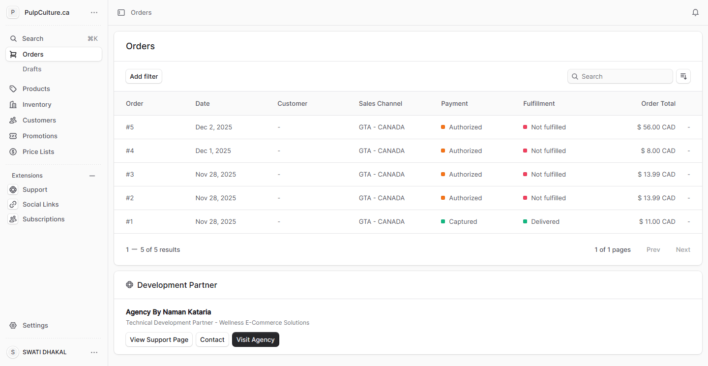 PulpCulture Intuitive Dashboard Design
