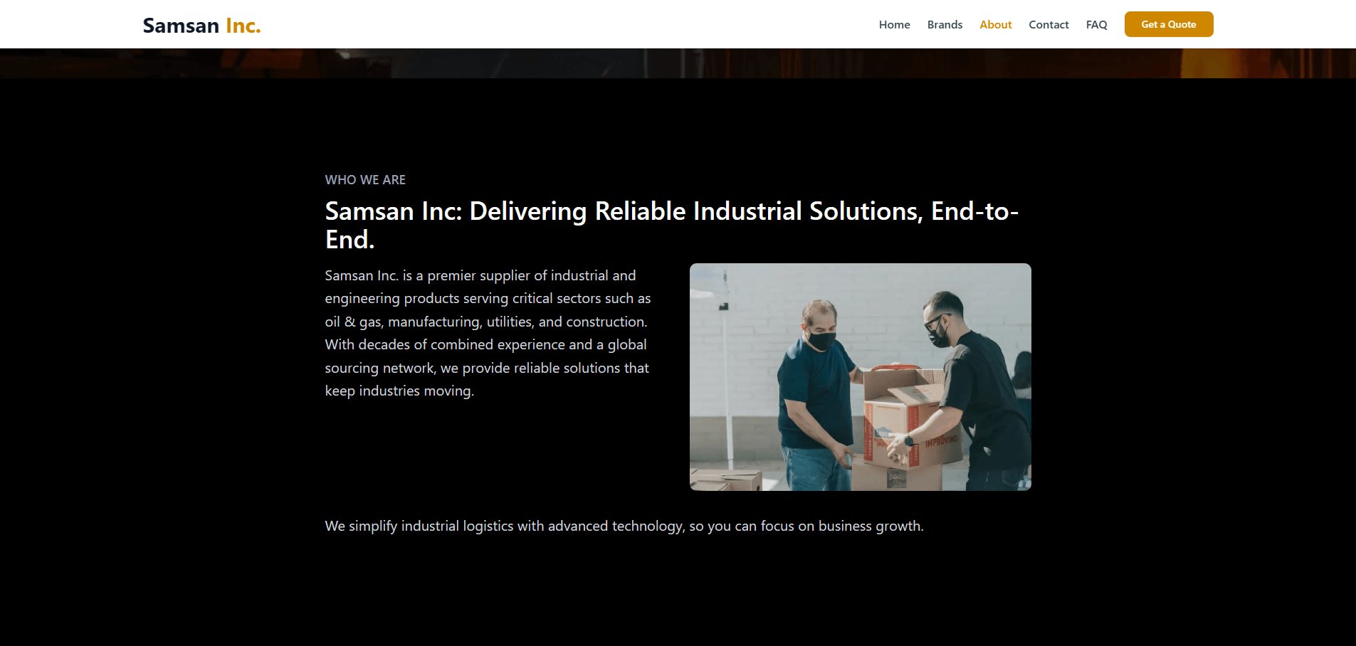 About page for samsaninc build by Naman kataria
